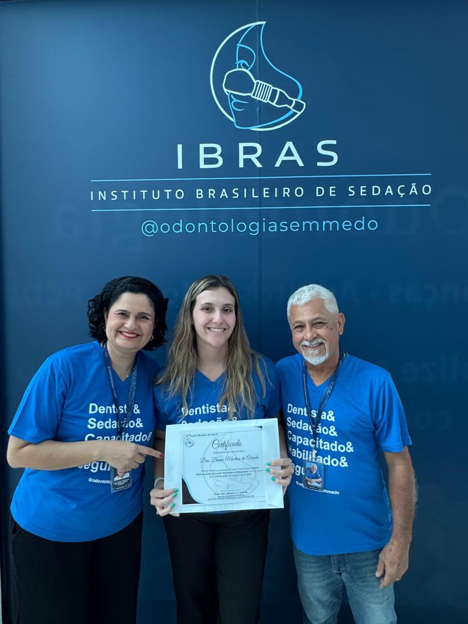 Registro do curso de sedação da Dra. Bruna